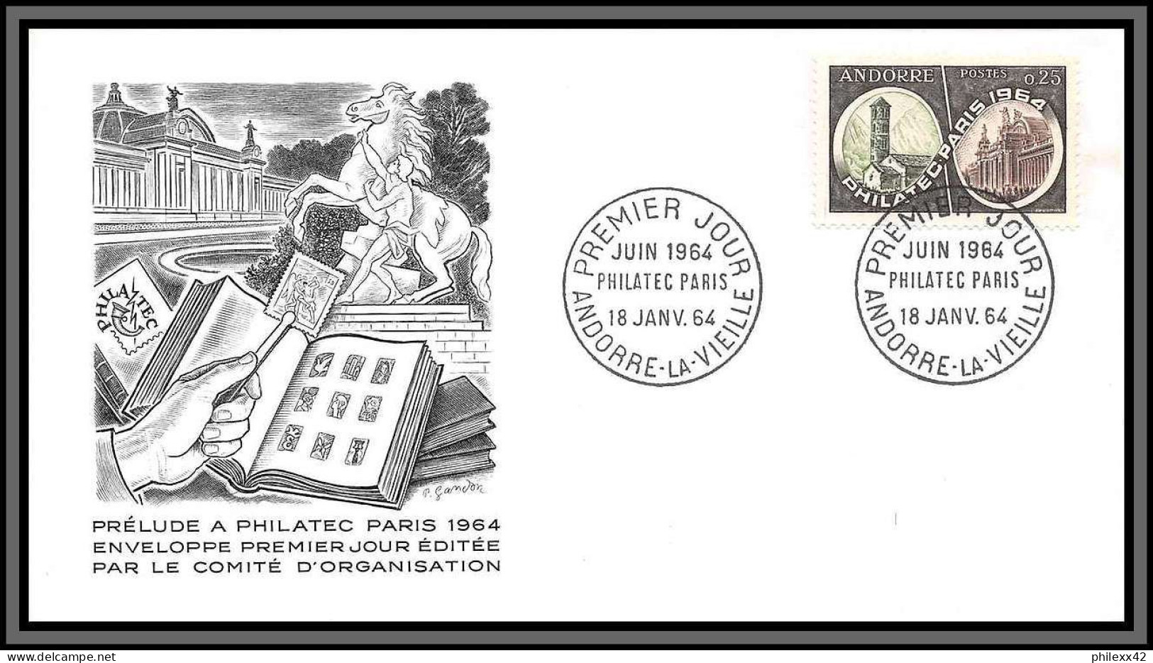 10028 N°171 Fdc Philatec 18/1/1964 Lettre Cover Colonies Andorre  - Cartas & Documentos