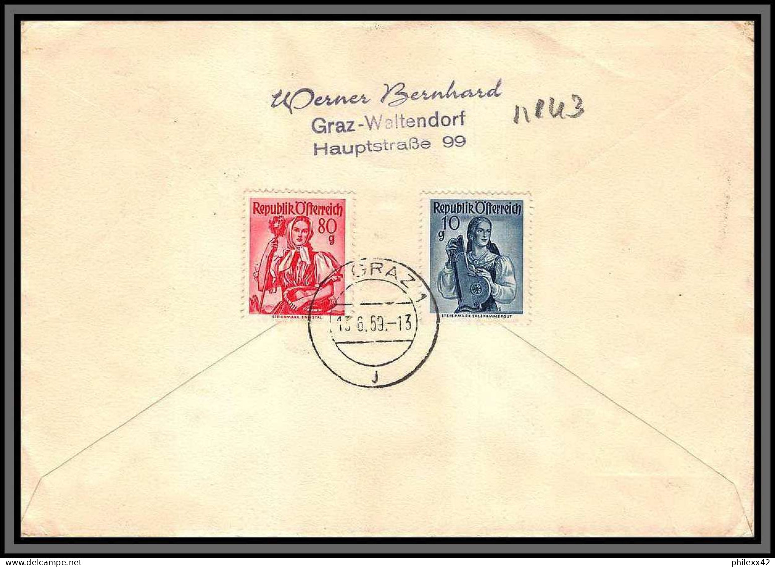 11843 N°909 Tirol 18/6/1959 Fdc Lettre Cover Autriche Osterreich Austria  - FDC