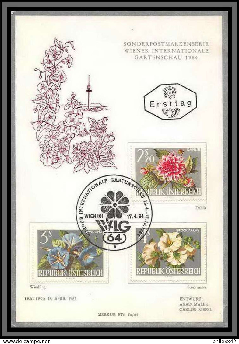 11750 N°986/988 Fleur Flowers Flower Fleurs 17/4/1964 Fdc Carte Postale Postcard Autriche Osterreich Austria  - FDC