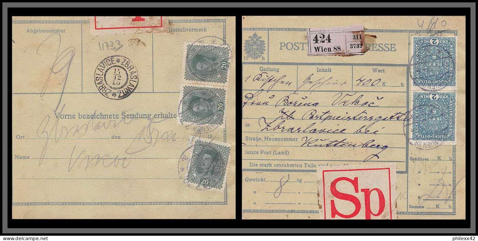 11733 Vienne Wien 1918 Bulletin De Colis Postal Empire Austro Hongrois Austria Austro-Hungarian Empire  - Brieven En Documenten