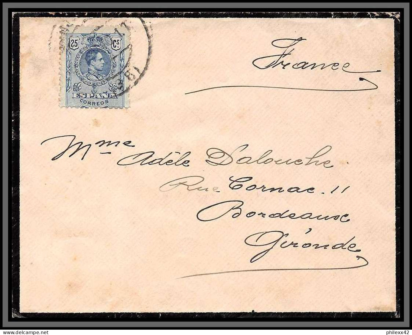 11632 Alphonse 13 N°248 Pour Bordeaux Lettre Cover Espagne Espana Spain  - Lettres & Documents