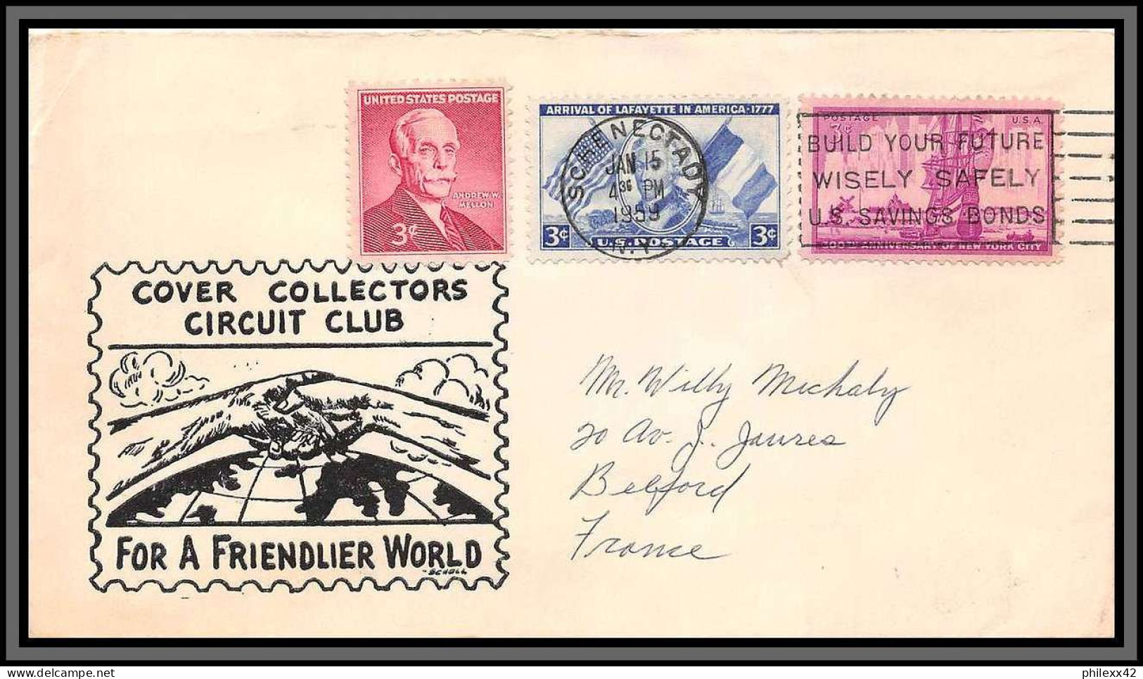 11552 Schenectady 1959 Fdc Cover Collectors Circuit Club Lettre Cover Usa états Unis  - Storia Postale