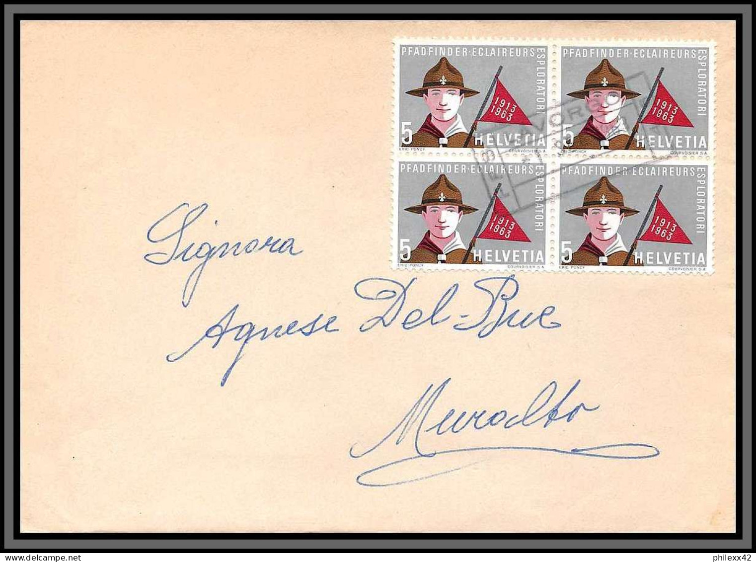 11435 Cinquantenaire De La Fédération Des Eclaireurs Suisses 21/3/1963 Lot De 3 Bloc 4 FDC Lettre Cover Suisse Helvetia  - FDC