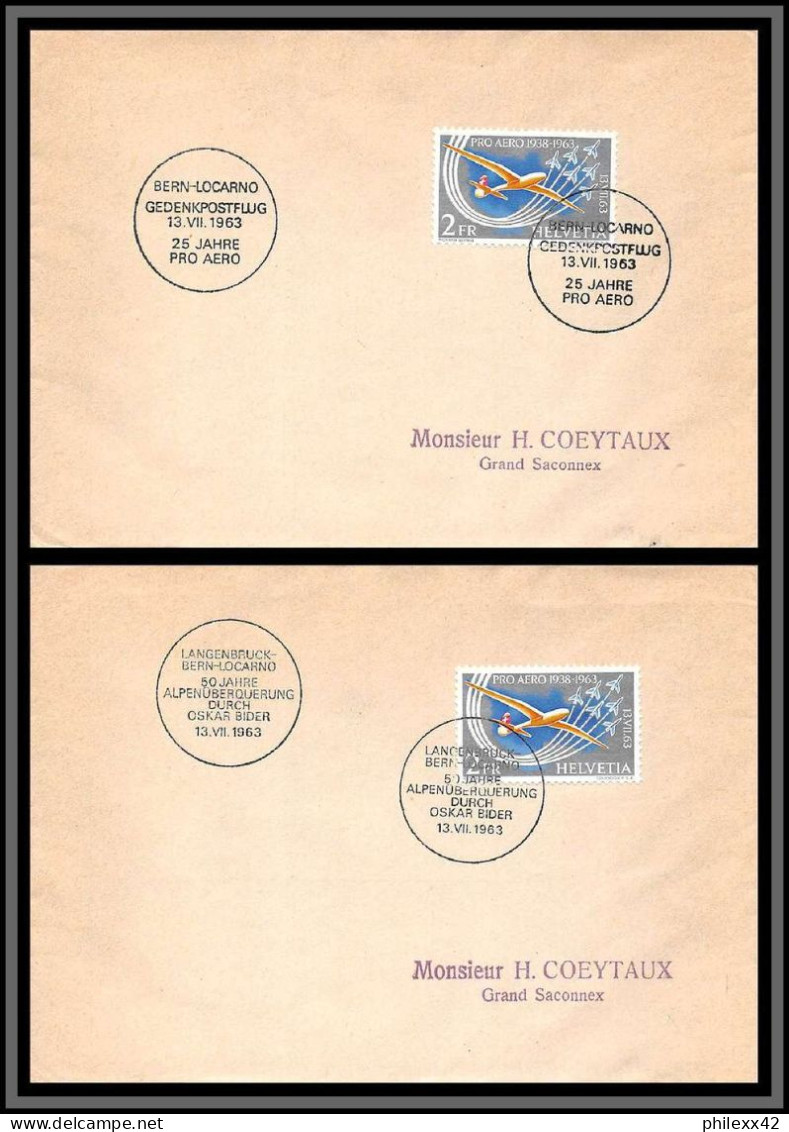 11403 25 Jahre Pro Aereo Bern Locarno 13/8/1963 Lot 2 Lettre Cover Suisse Helvetia  - FDC