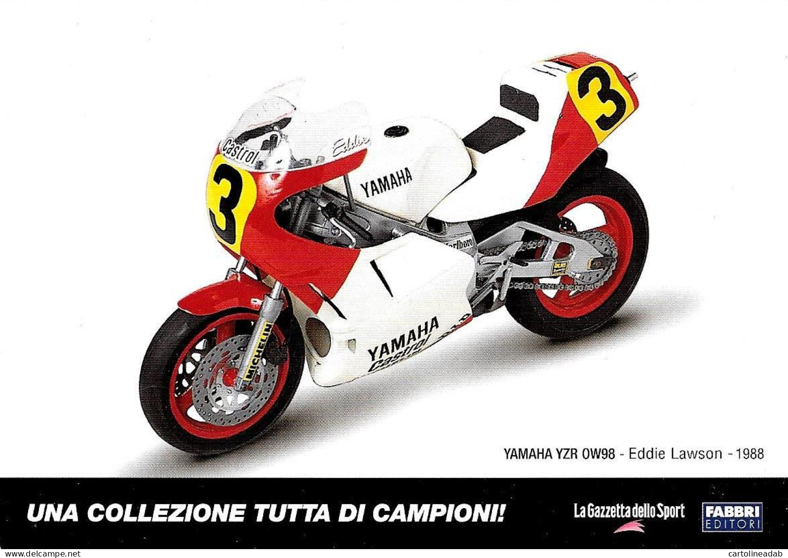 [MD9359] CPM - MOTOMONDIALE COLLECTION YAMAHA YZR OW98 EDDIE LAWSON 1988 - PROMOCARD 5475 - PERFETTA - Non Viaggiata - Advertising