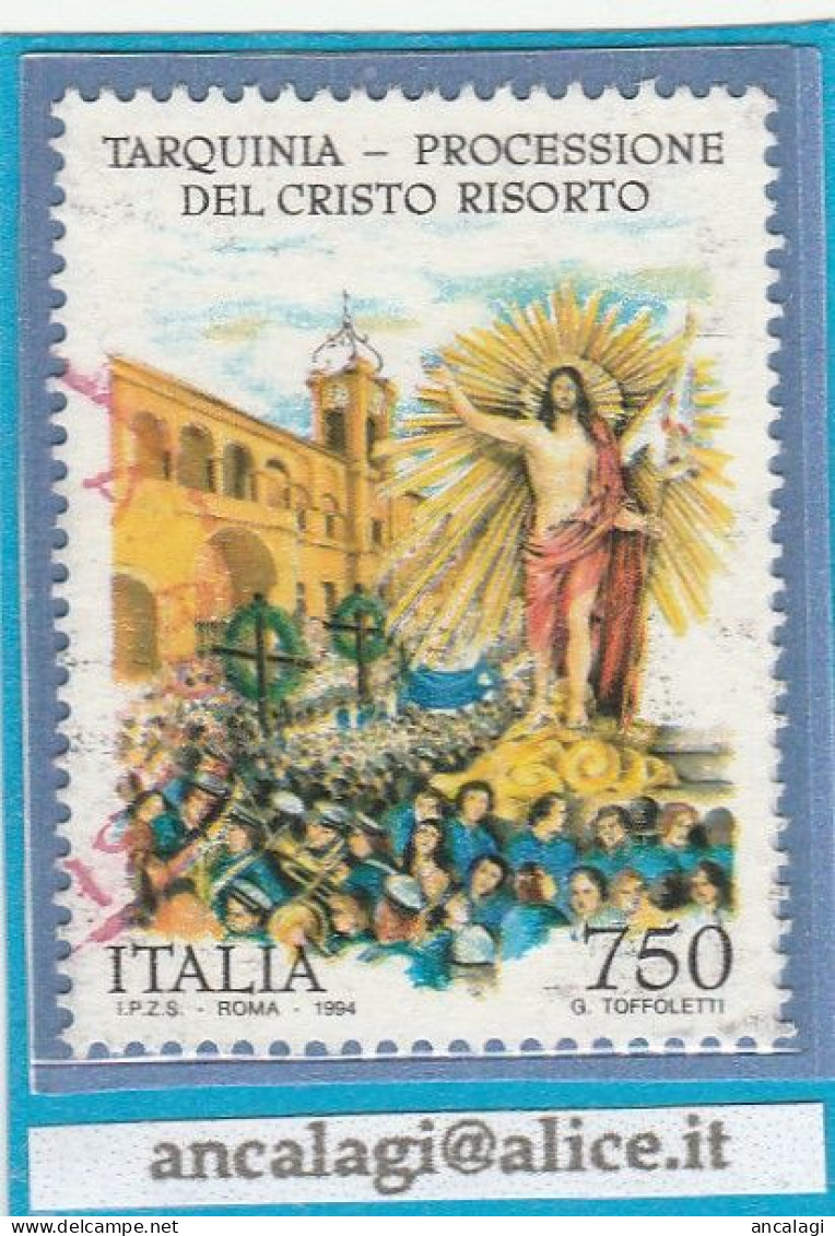 USATI ITALIA 1994 - Ref.0688 "CRISTO RISORTO" 1 Val. - - 1991-00: Oblitérés