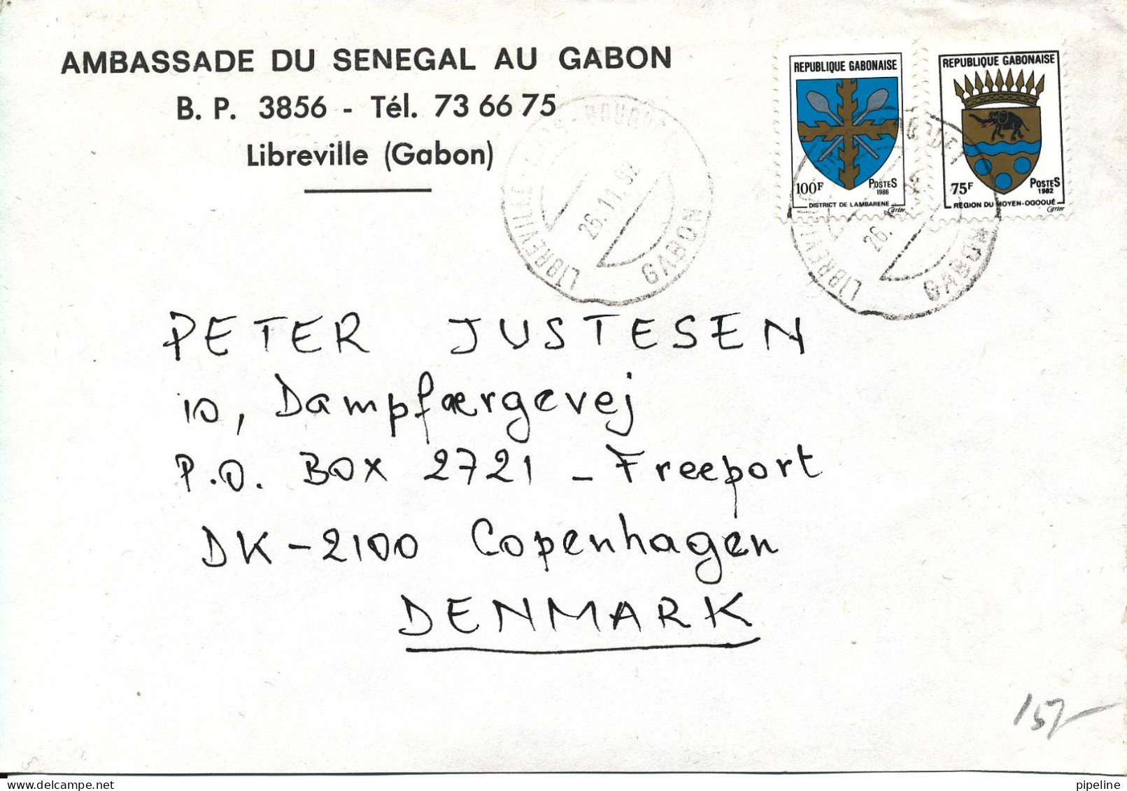 Togo Cover Sent To Denmark 26-11-1992 - Gabón (1960-...)