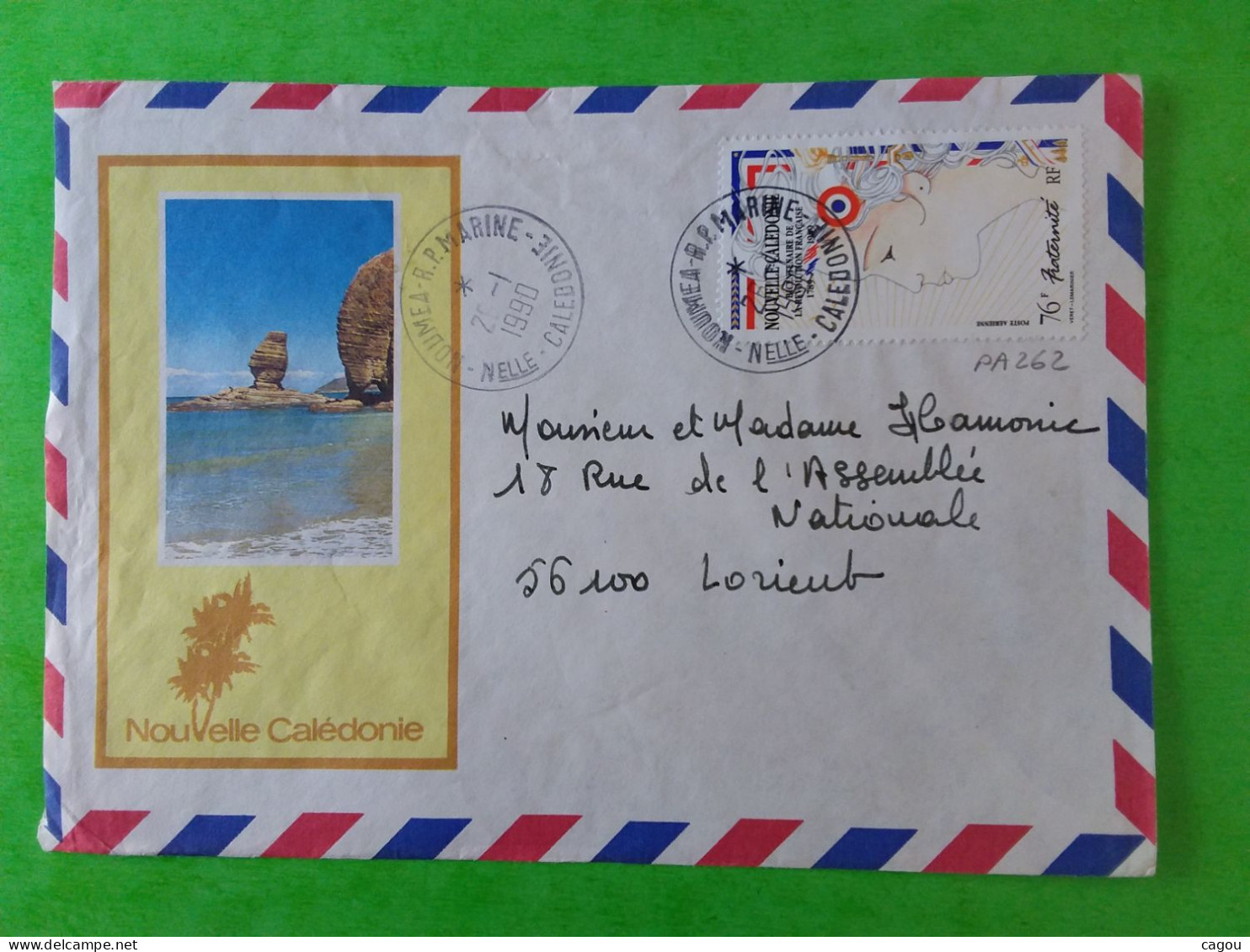 PA 262 SEUL SUR LETTRE PAR  AVION NOUVELLE CALEDONIE  OBLITÉRATION NOUMEA R.P. MARINE - Collections, Lots & Séries