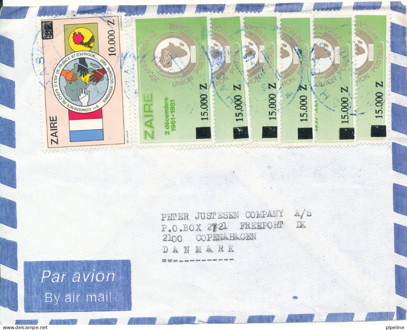 Zaire Air Mail Cover With A Lot Of Stamps Sent To Denmark 20-6-1981 - Storia Postale