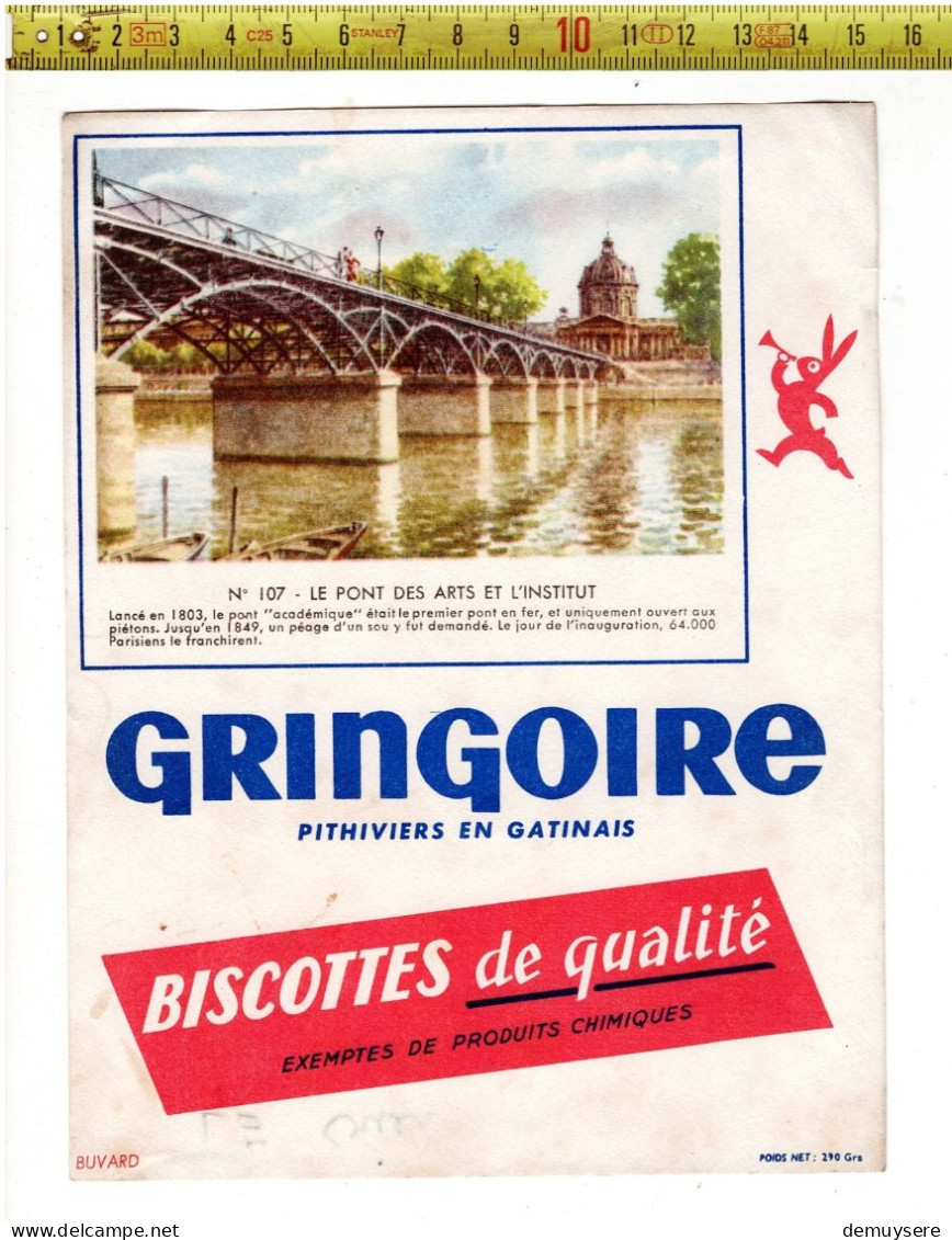 SOLDE 2008 - BUVARD - BISCOTTES GRINGOIRE - LE PONT DES ARTS ET L INSITUT - Alimentaire