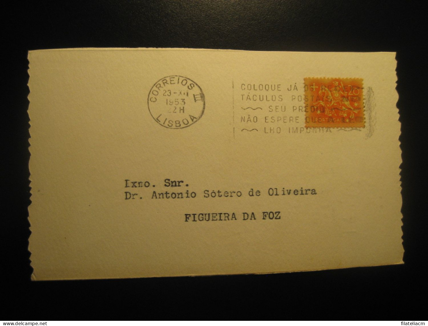 LISBOA 1953 To Figueira Da Foz Celsus Laboratory Pharmacy Cancel Card PORTUGAL - Brieven En Documenten