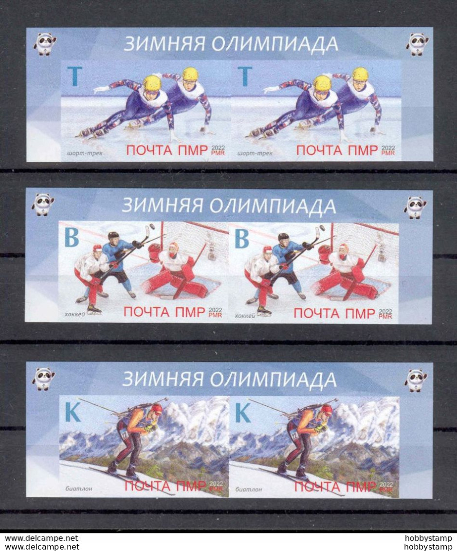 Label Transnistria 2022 Winter Olympic Games In Beijing 2x 3v**MNH Imperforated - Fantasy Labels