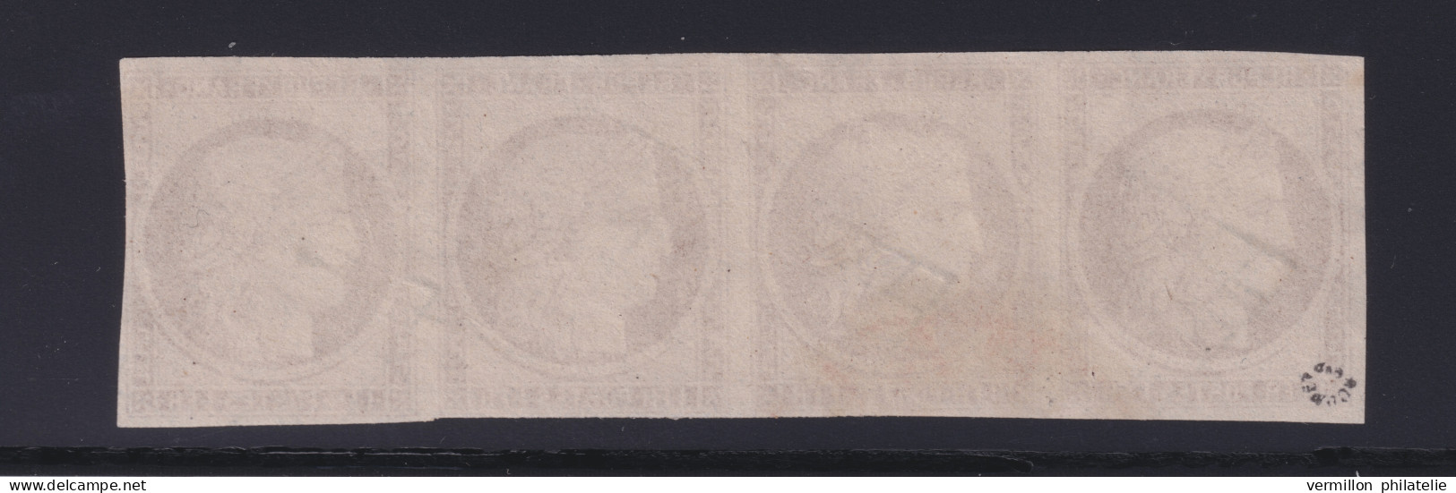 Lot 283 - N°6 Cérès 1fr Carmin Magnifique Nuance En Bande De 4 Signée + Certifi - 1849-1850 Ceres