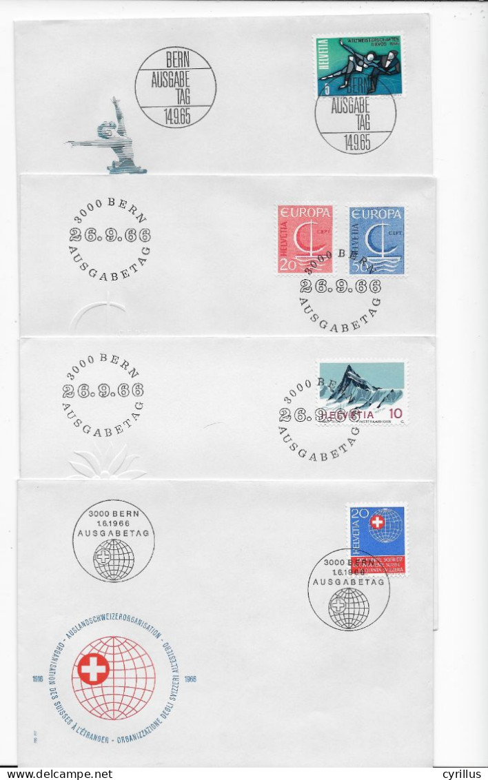 Suisse FDC 1966 - 4 Enveloppes - FDC