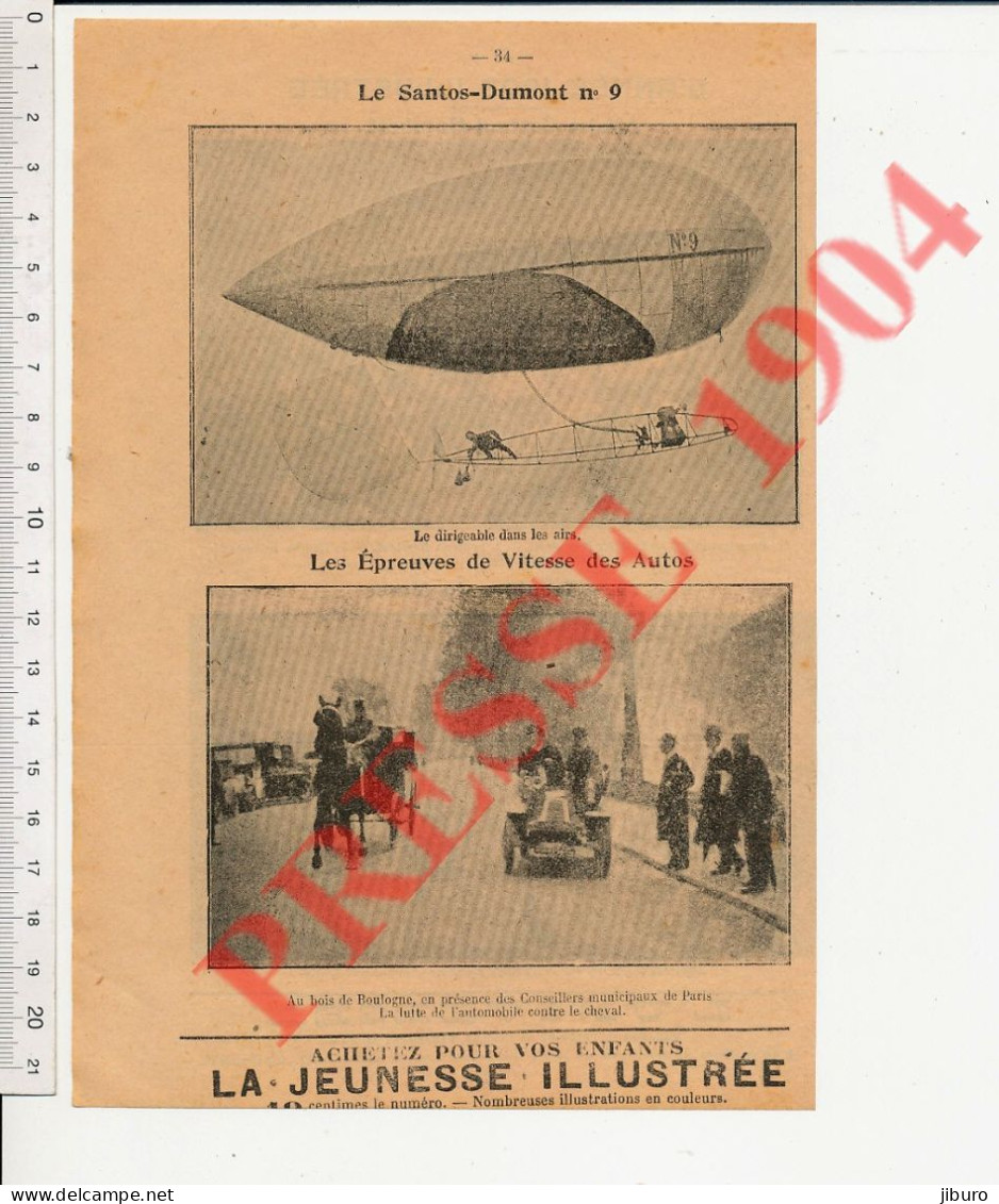 2vues 1904 Le Santos-Dumont Dirigeable Lutte Automobile Cheval Bois De Boulogne Affaire Cattaui-Humbert Daurignac Procès - Ohne Zuordnung