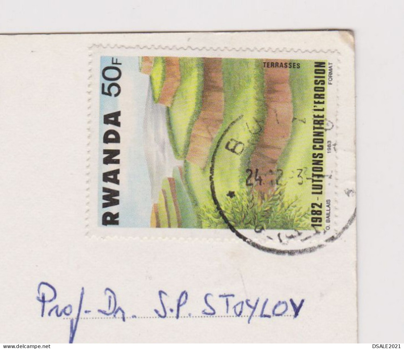 RWANDA Karisimbi Volcano View, Vintage 1980s Photo Postcard With 50F Topic Stamp Sent Abroad To Bulgaria (567) - Cartas & Documentos