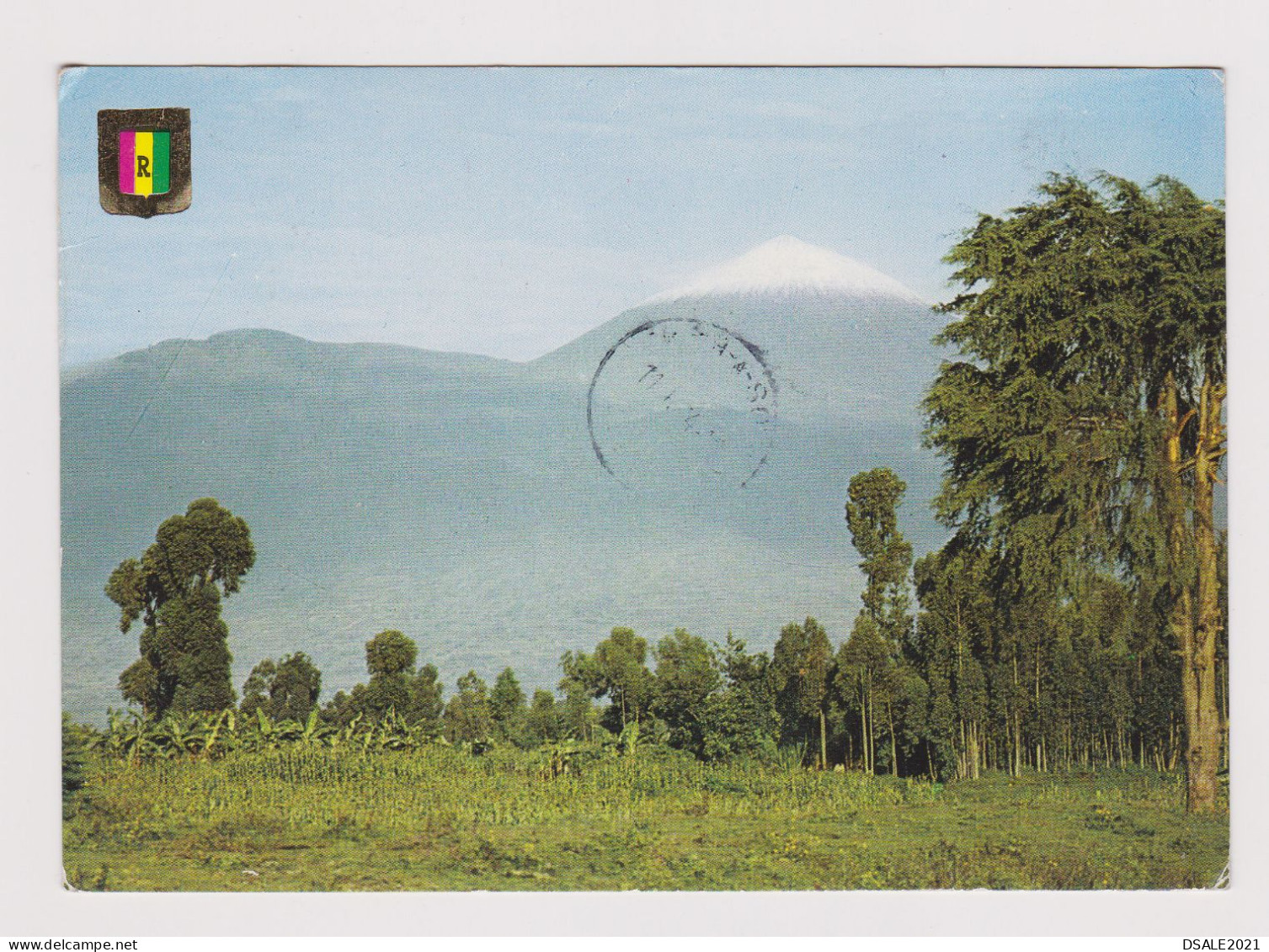 RWANDA Karisimbi Volcano View, Vintage 1980s Photo Postcard With 50F Topic Stamp Sent Abroad To Bulgaria (567) - Lettres & Documents