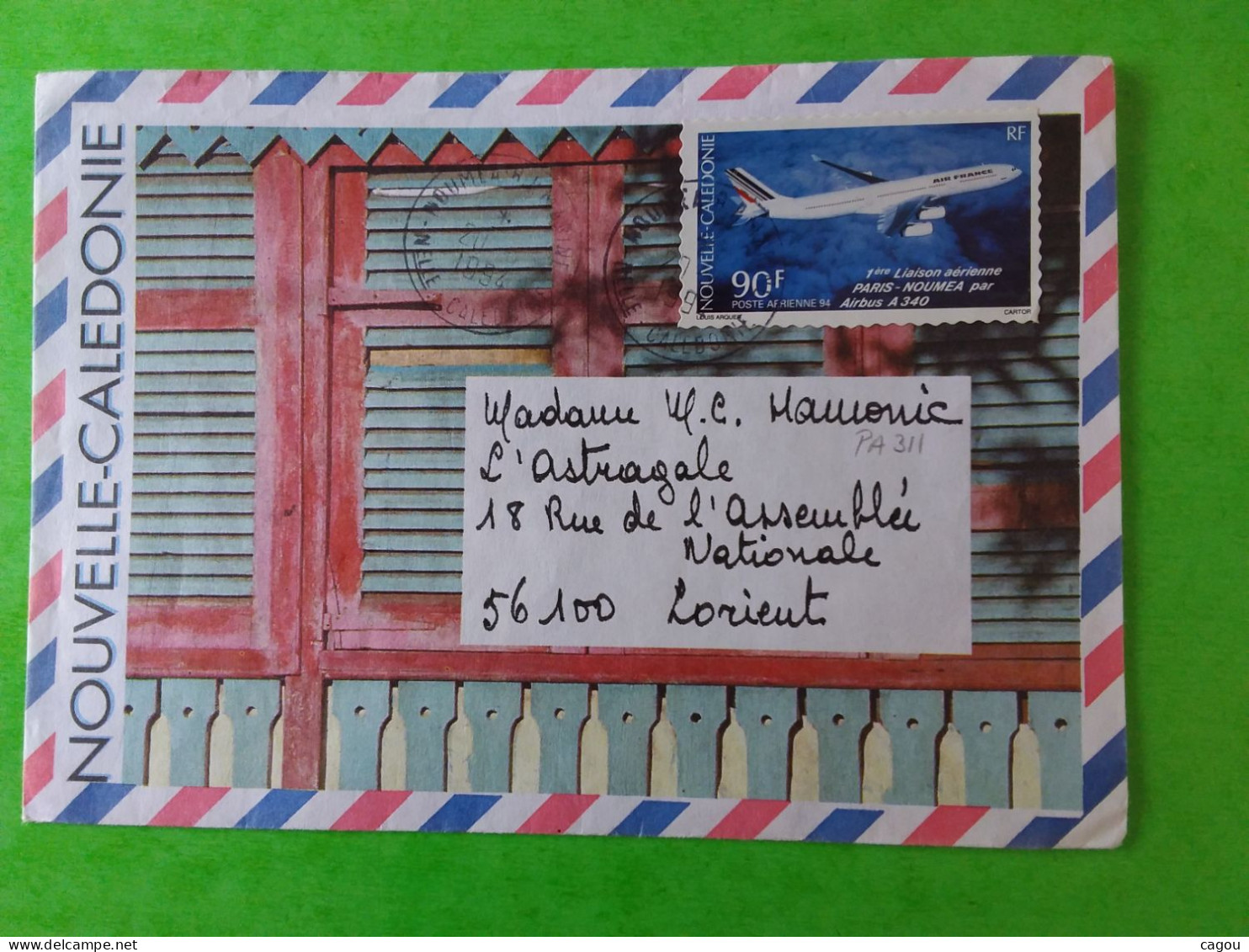 PA 311 SEUL SUR LETTRE PAR  AVION NOUVELLE CALEDONIE  OBLITÉRATION NOUMEA R.P. MARINE - Collections, Lots & Séries