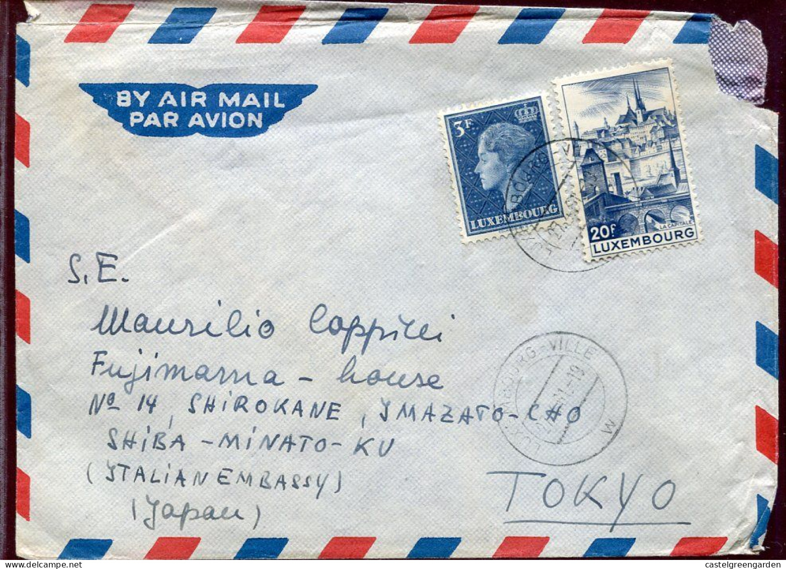 X0075 Luxembourg, Circuled Cover 1961 From Luxembourg To Japan (some Damages !! - Brieven En Documenten