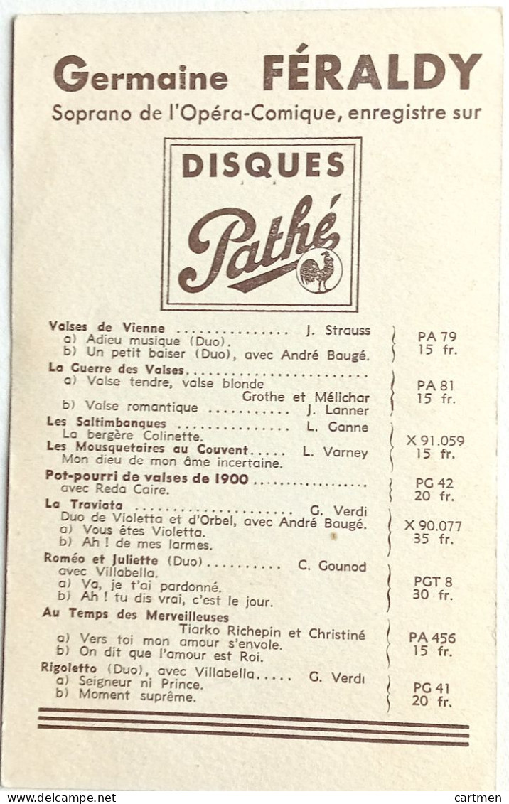 OPERA GERMAINE FERALDY CHANTEUSE OPERA - Programmes