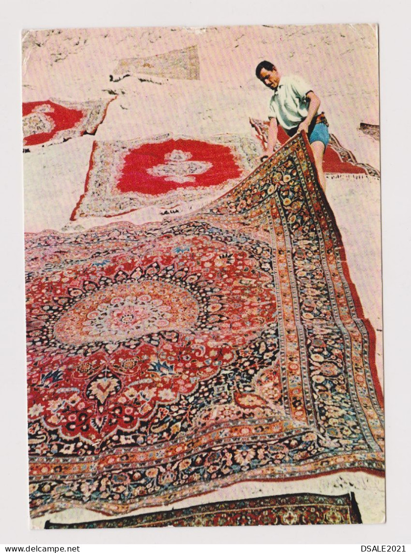 IRAN Traditional Carpet Seller Scene, Vintage 1960s Photo Postcard With 6R. Topic Stamp (Plant) Sent To Germany (606) - Irán