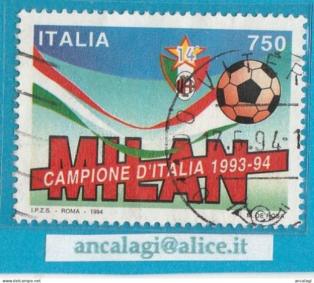 USATI ITALIA 1994 - Ref.0692" MILAN CAMPIONE D'ITALIA" 1 Val. - - 1991-00: Gebraucht