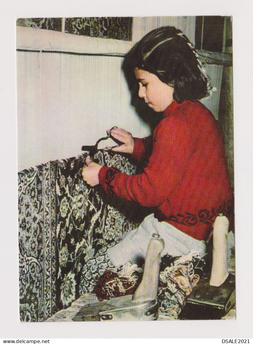 IRAN Traditional Carpet Knitting Scene, Vintage 1960s Photo Postcard With 6R. Topic Stamp (Plant) Sent  To Germany (605) - Iran