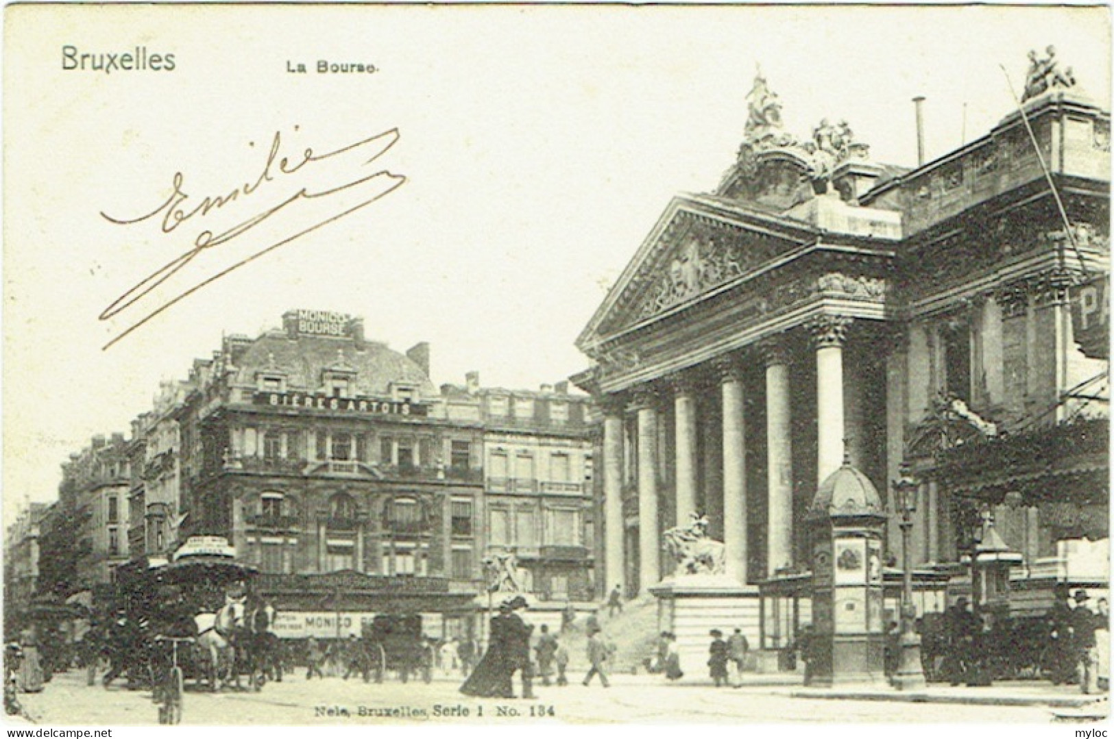 Bruxelles. La Bourse. Tram Hippomobile. - Lanen, Boulevards