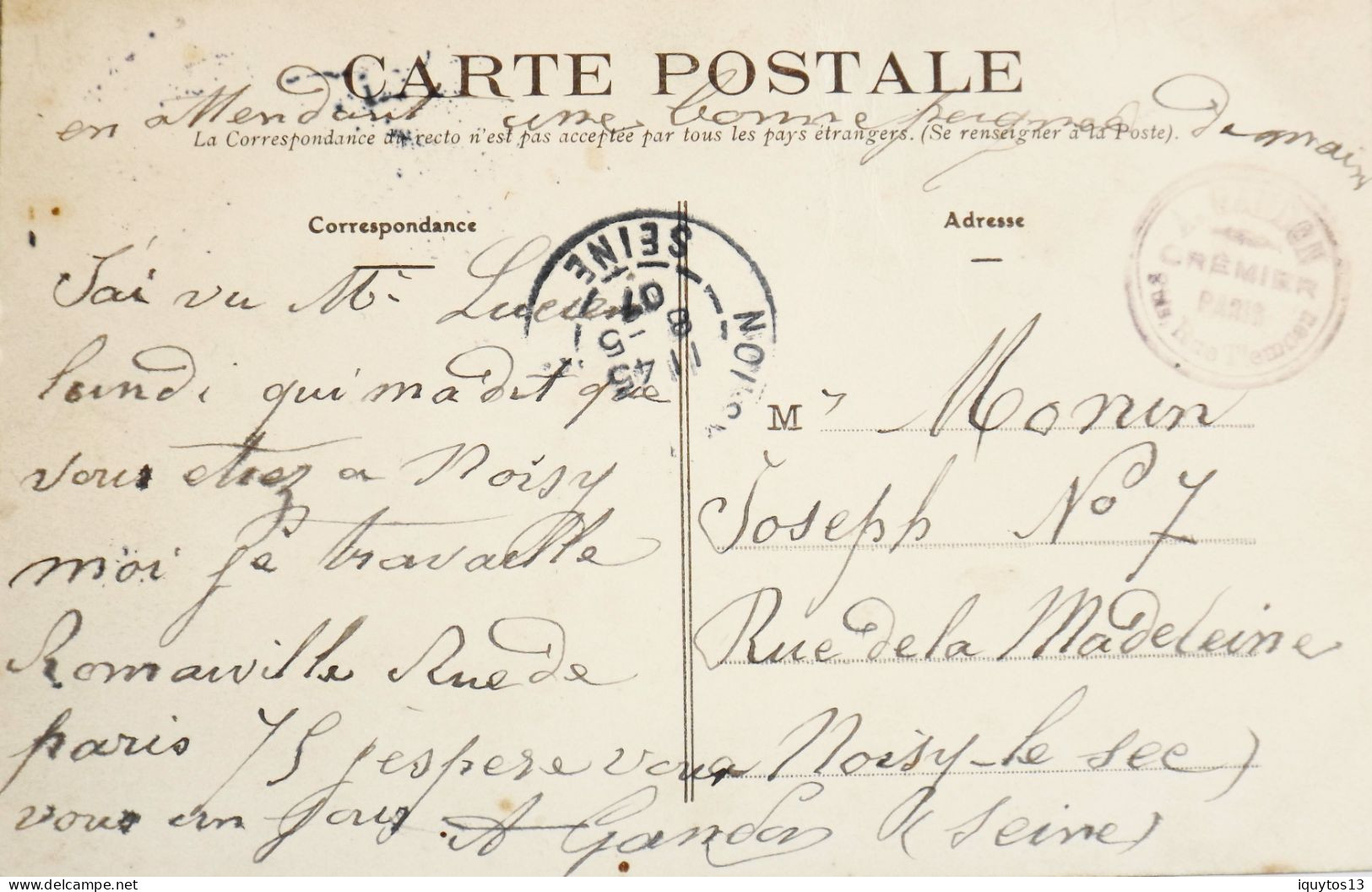 CPA. [75] > PARIS > N° 238 - Rue De Tlemcen ( XXe Arrt.) - 1907 - TBE - Paris (20)