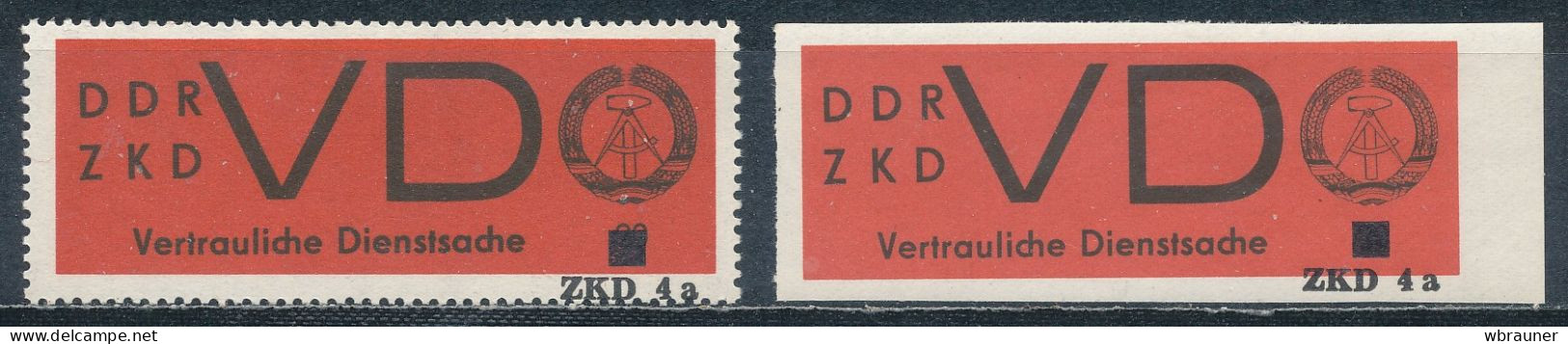 DDR Dienstmarken D 3 Mit Eindruck ZKD 4a Gezähnt Und Ungezähnt ** Mi. - - Ungebraucht