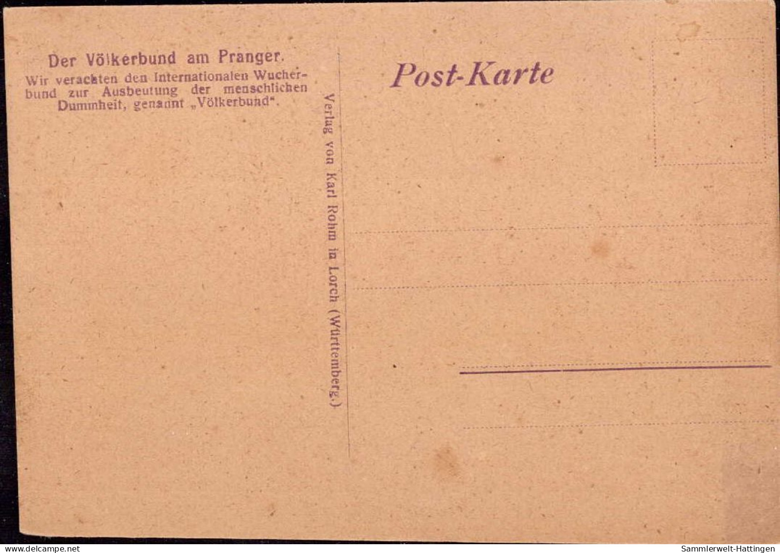 604168 | Hektografie, Spottkarte 1918 Gegen Den Völkerbund, Sozialdemokratie, Arbeiterbewegung, Lasalle, SPD | Lorch (W - History