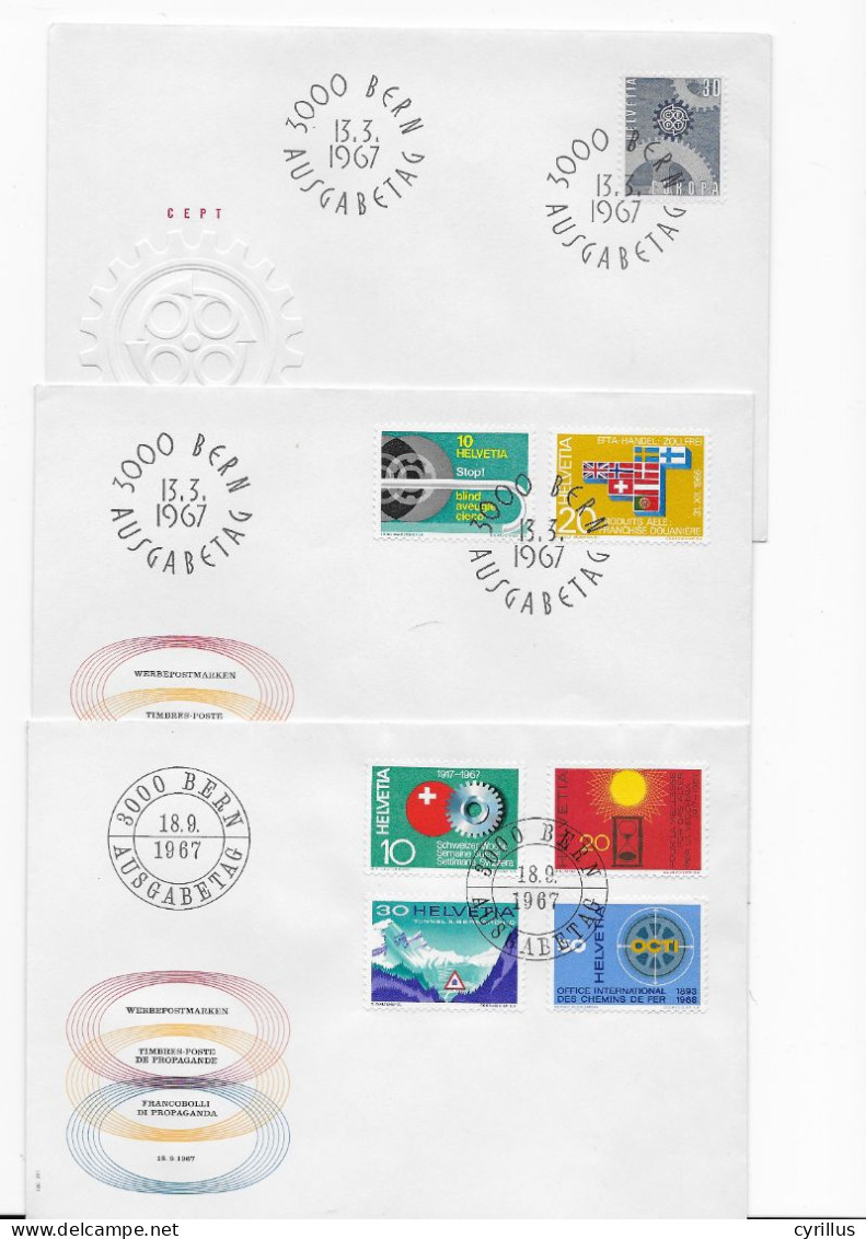 Suisse FDC 1967 - 3 Enveloppes - FDC