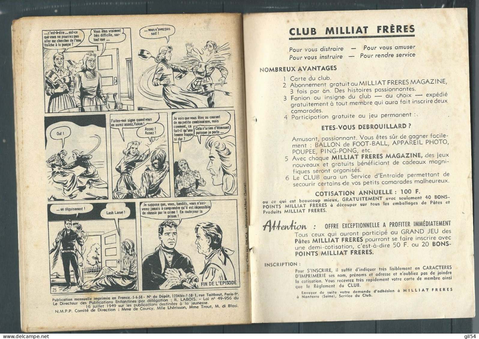 Bd " PETIT FORMAT Old Bridger Numero Special , 06 / 1958  - état D'usage - RAP 01 04 - Formatos Pequeños