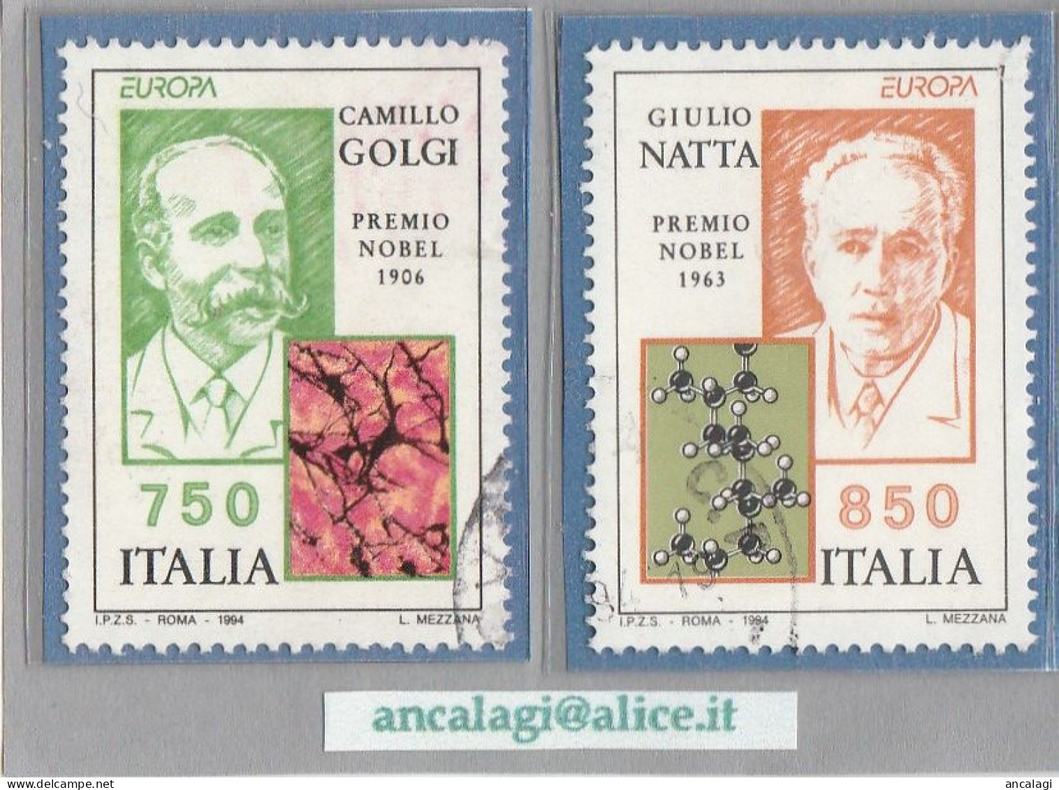 USATI ITALIA 1994 - Ref.0693 "PREMI NOBEL: Golgi E Natta" Serie Di 2 Val. - - 1991-00: Usati