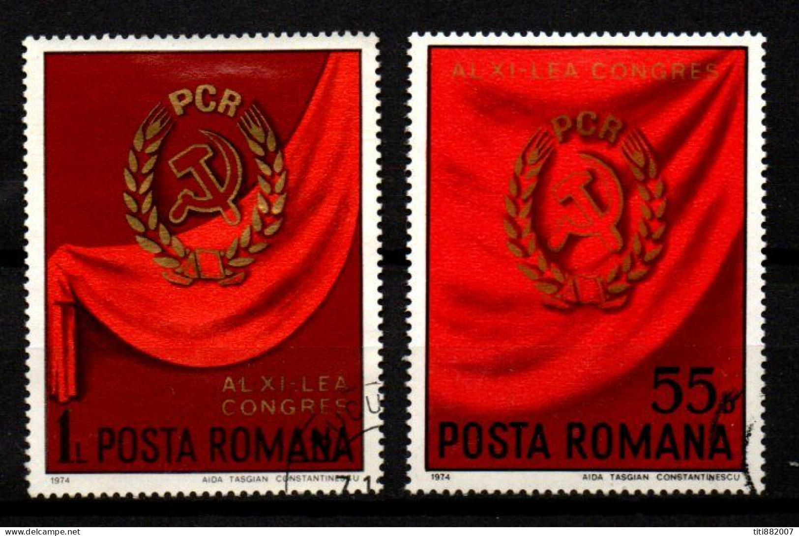 ROUMANIE   -  1974.  Y&T N° 2875 / 2876 .  Drapeaux - Gebruikt