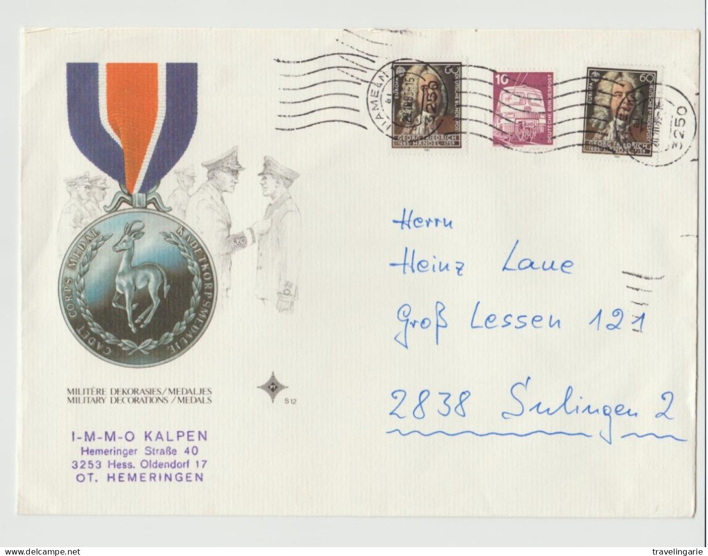 South West Africa Military Medal Cover But Cancelled With German Stamps FDC No. S12 - Militares