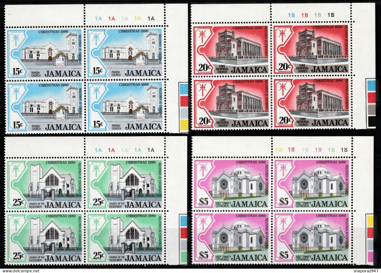 1980 Giamaica Jamaica Natale Christmas Noel Set MNH** E23 - Churches & Cathedrals