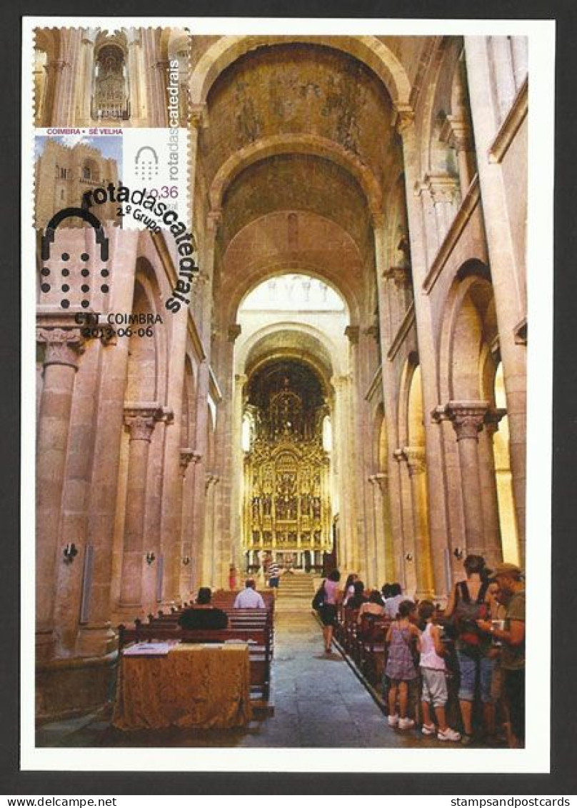 Portugal Carte Maximum Cathédrale Coimbra Sé Velha Eglise 2013 Cathedral Maxicard Church - Iglesias Y Catedrales