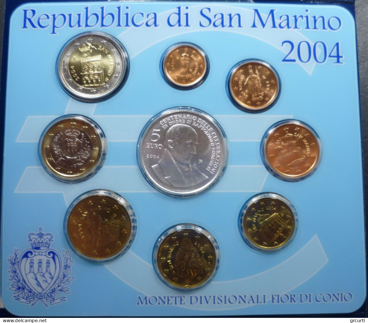 San Marino - 2004 - Serie Zecca - Con 5 € Argento "Bartolomeo Borghesi" - San Marino