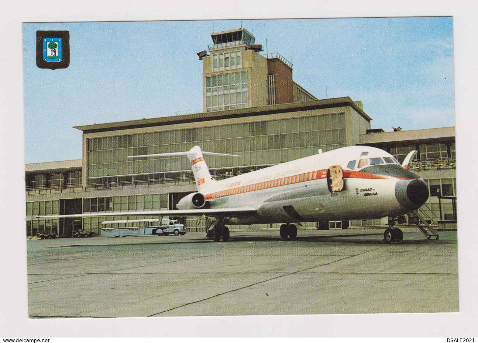 Spain MADRID "Barajas" Airport With IBERIA Carrier DC-9 Airplane, Jet, View Vintage Photo Postcard RPPc AK (734) - 1946-....: Moderne