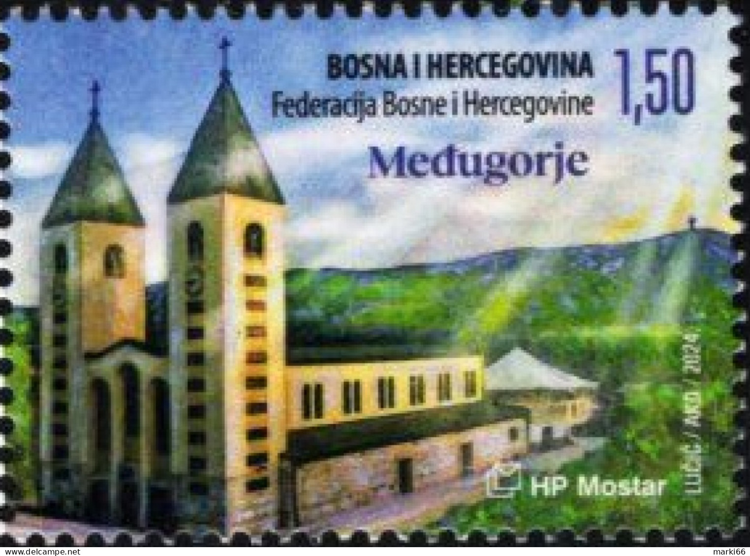Bosnia & Herzegovina - Mostar - 2024 - Medjugorje - St. George Pilgrimage Church - Mint Stamp - Bosnia Erzegovina