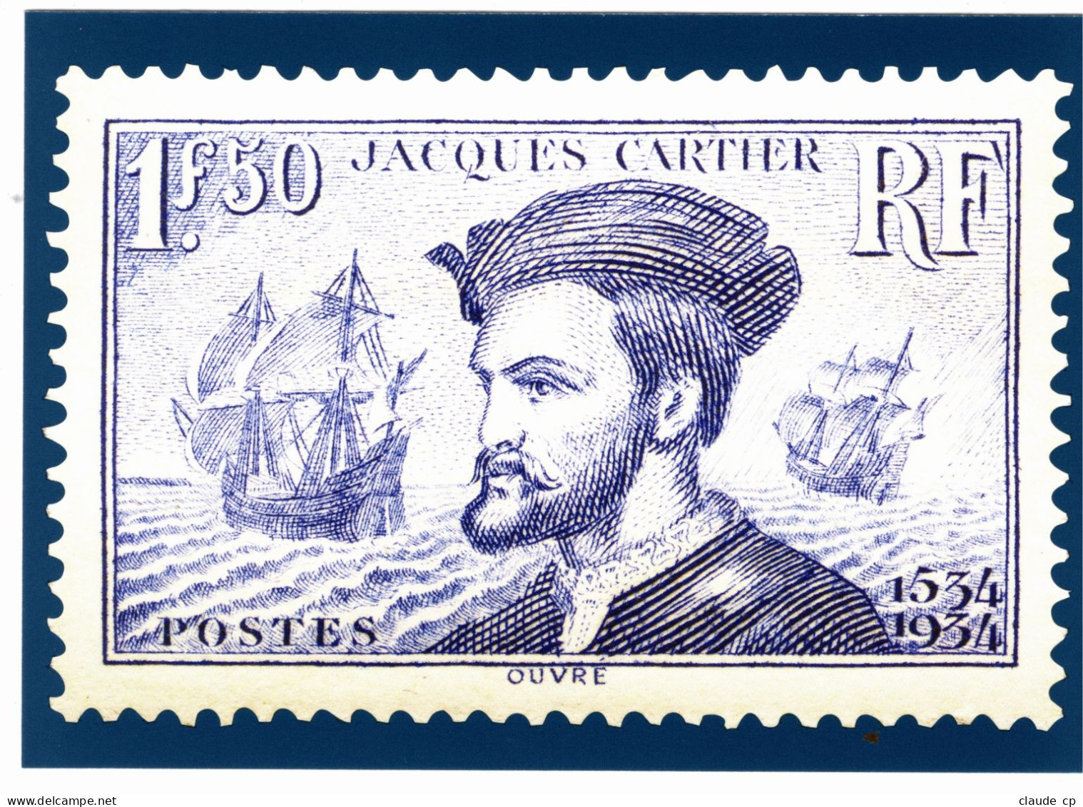 Carte Pré-timbrée Tarif  "  INTERNATIONAL--20g "--2024--OEUVRE De LA MARINE--Jacques Cartier- - PAP:  Varia (1995-...)