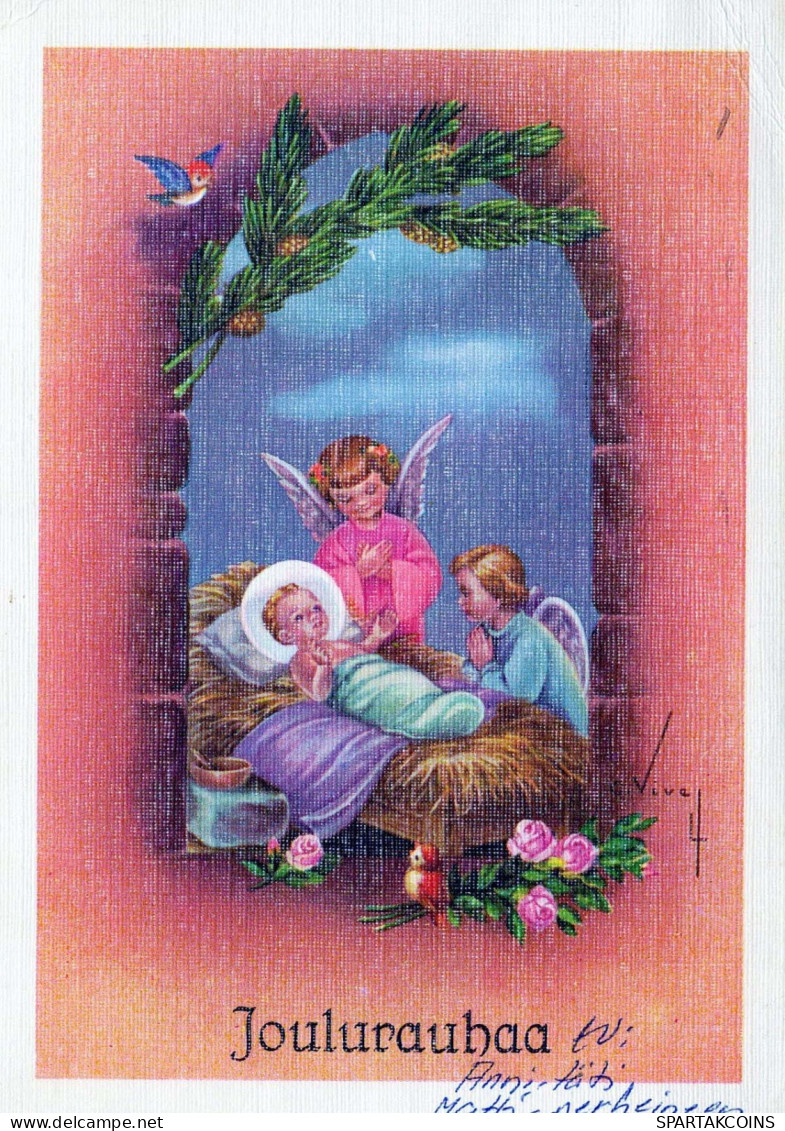 ANGE Noël Bébé JÉSUS Vintage Carte Postale CPSM #PBP294.FR - Anges