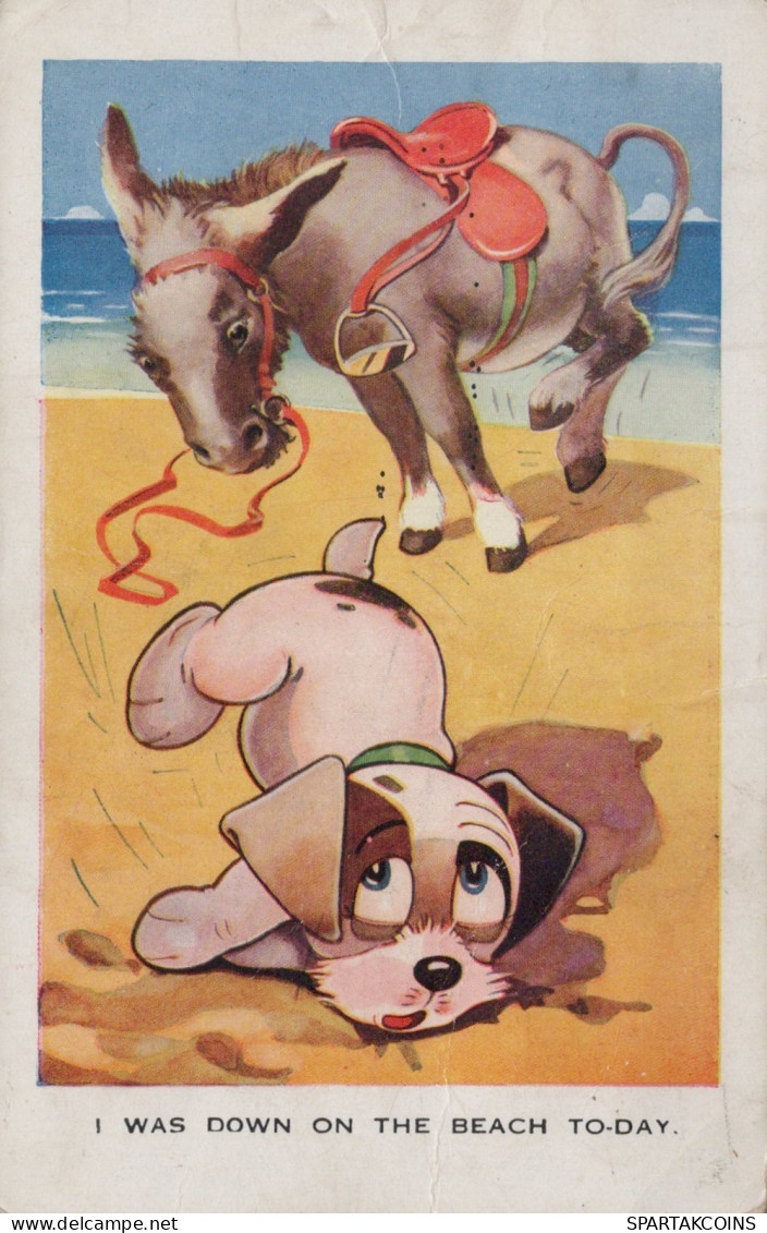 BURRO Animales Vintage Antiguo CPA Tarjeta Postal #PAA245.ES - Burros