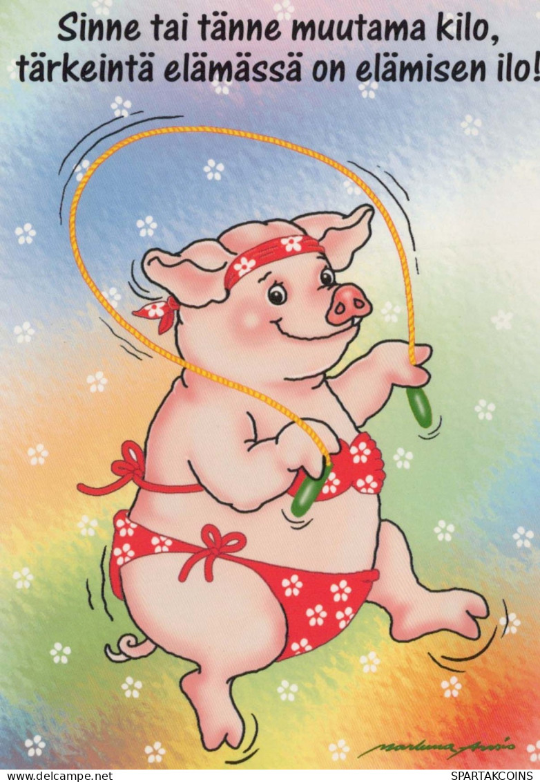 PIGS Tier Vintage Ansichtskarte Postkarte CPSM #PBR749.DE - Schweine