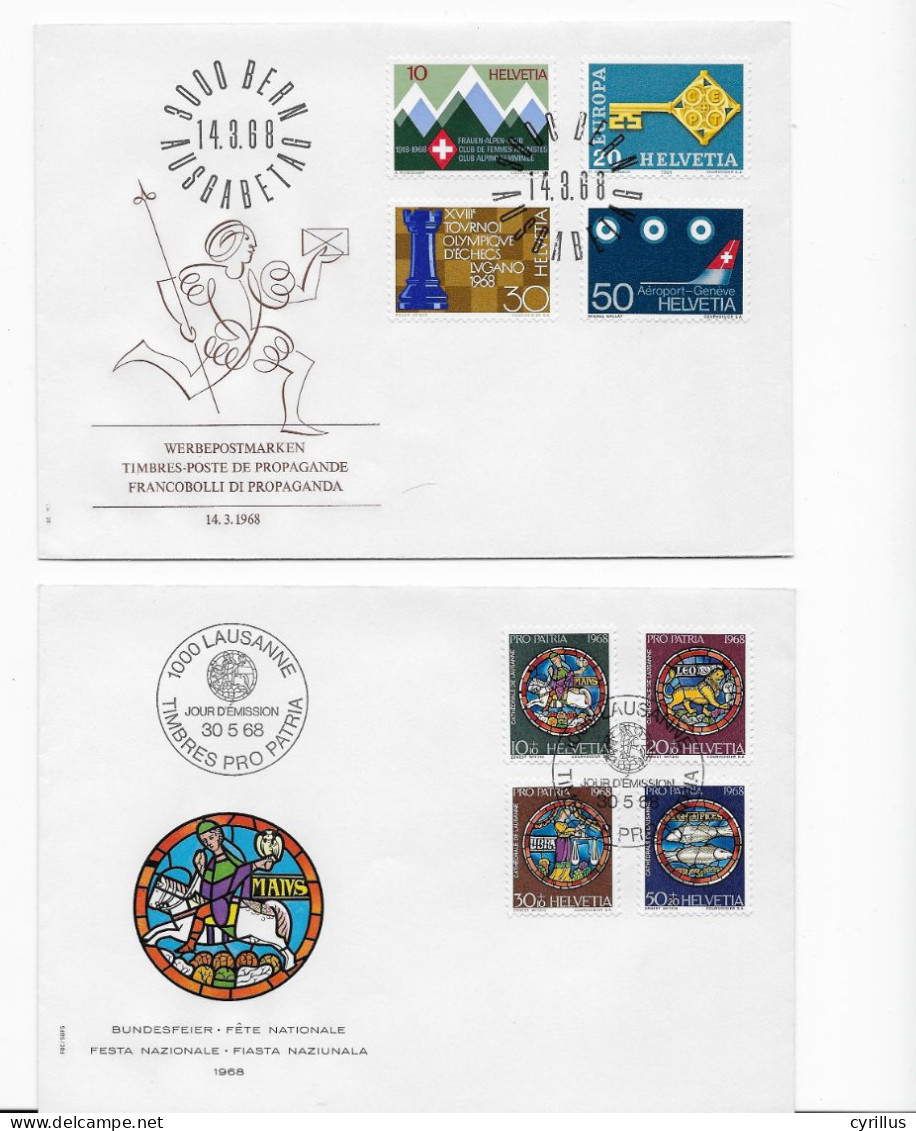 Suisse FDC 1968 - 2 Enveloppes - FDC