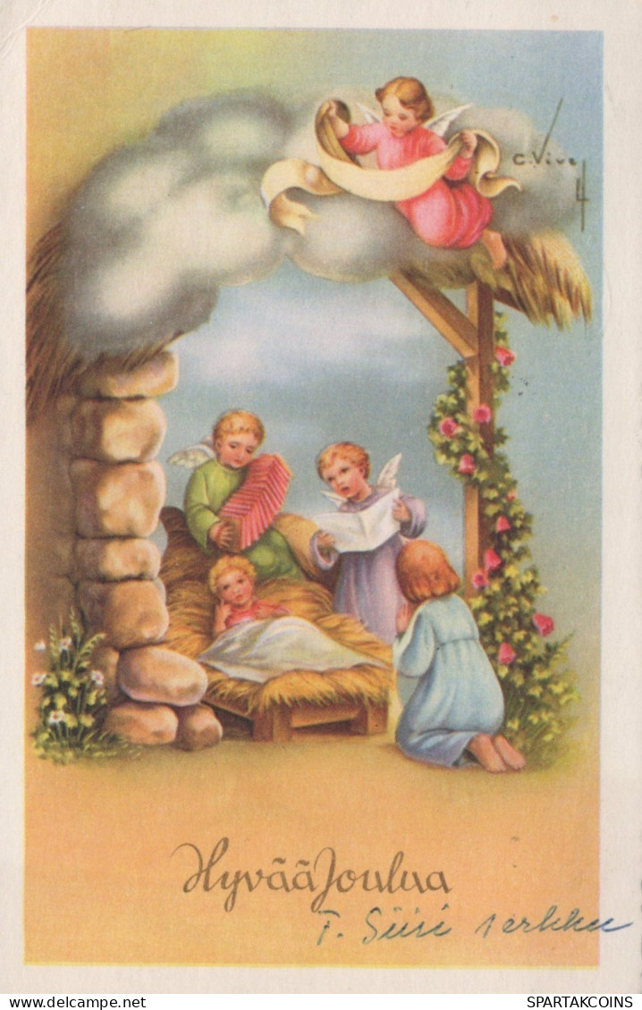 ENGEL WEIHNACHTSFERIEN Vintage Ansichtskarte Postkarte CPSMPF #PAG821.DE - Anges