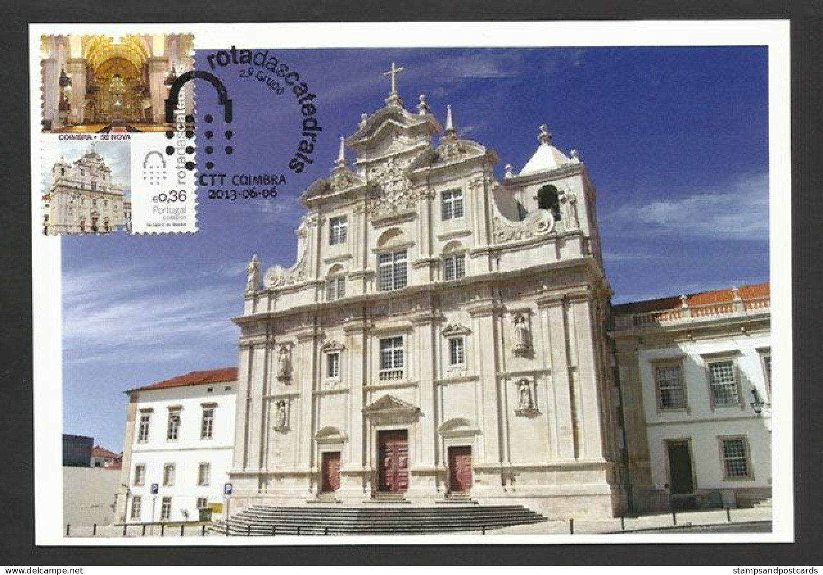 Portugal Carte Maximum Cathédrale Coimbra Sé Nova Eglise 2013 Cathedral Maxicard Church - Eglises Et Cathédrales