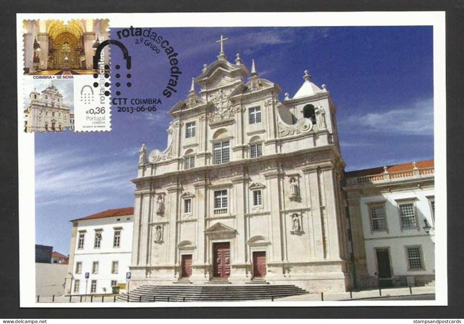 Portugal Carte Maximum Cathédrale Coimbra Sé Nova Eglise 2013 Cathedral Maxicard Church - Iglesias Y Catedrales