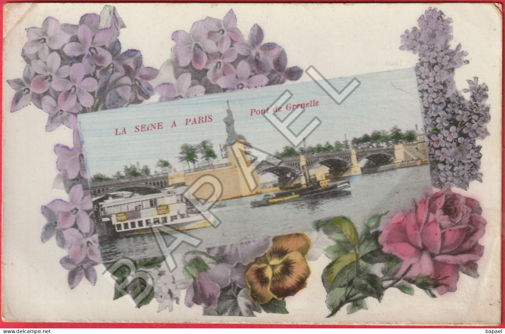 Paris (75) La Seine Et Le Pont De Grenelle (Au Verso Publicité ''Au Parfait Corset'') - La Seine Et Ses Bords
